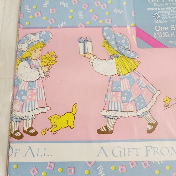 NWT Vintage Holly Hobby Pink Spring Gift Wrap American Greetings - Picture 5 of 6